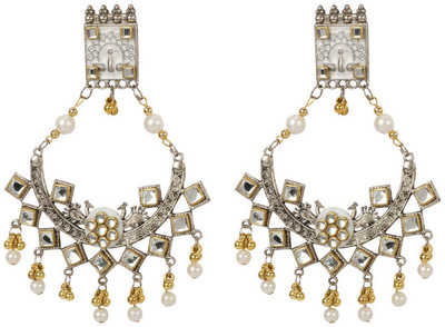 URBANELA Latest Design Oxidized Silver Heavy look chandbali Earrings Metal Drops & Danglers