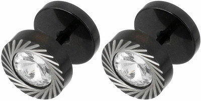 house of common Stylish Titanium Plated Studs Cubic Zirconia Stainless Steel Stud Earring