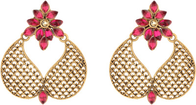 Arti creations Stylish Gold Plated Kundan Studded Beads Drop Danglers Chandbali Earrings Cubic Zirconia Brass Drops & Danglers, Chandbali Earring