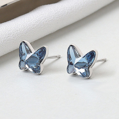 MYKI Blue Butterfly Zircon Earring For Women & Girls Cubic Zirconia Stainless Steel Stud Earring
