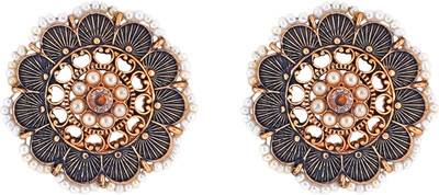 Teejh Pragya Dark Blue Gold Enamel Stud Alloy Stud Earring