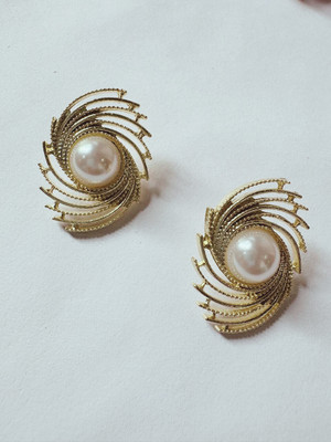 shinningmiles Earring & Studs for Women & Girls |Golden Spiral With Middle Pearl Earring Alloy Earring Set