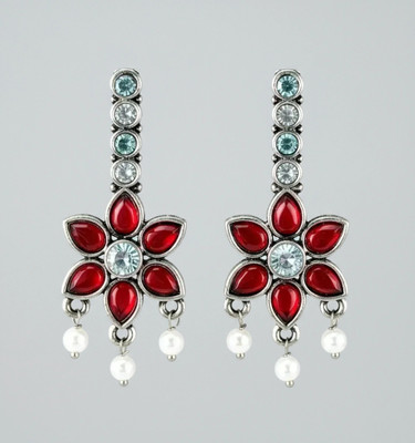 Zevoria Flower Design Earring Set for Women and Girls Cubic Zirconia Brass Earring Set