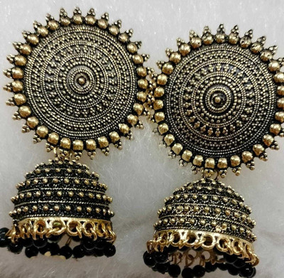 JMBW INTERNATIONAL Black floral jhumki Beads Alloy Jhumki Earring
