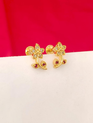 KAKOSHI IMITATION WOMEN STUD Diamond, Ruby Brass Stud Earring