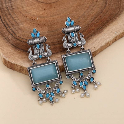 Divastri Silver Plated Earring for Women & Girls Diamond Brass Drops & Danglers