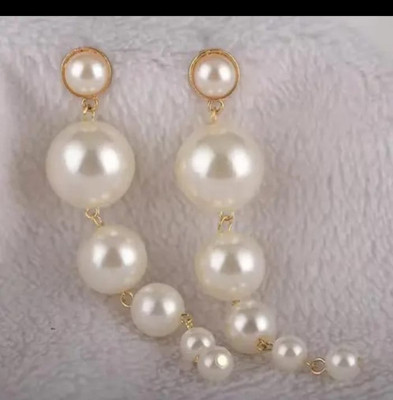 Solis Sarah WHITE PEARL DROP AND DANGLER | PARTY CAUSAL EARRINGS | SOLIS SARAH JEWELLERY Pearl Stainless Steel, Stone, Alloy Drops & Danglers, Earring Set