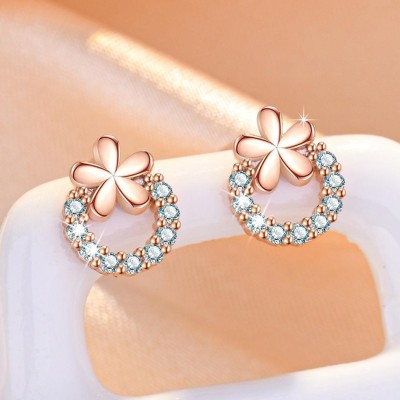 MYKI Flower Design Cubic Zircon Stud Earring For Women & Girls Cubic Zirconia Metal Stud Earring