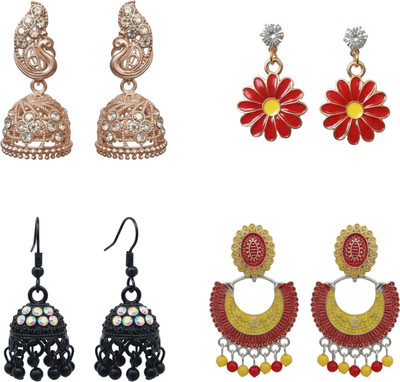 Janki Creation Drop Earrings For Women Alloy Chandbali Earring, Drops & Danglers, Jhumki Earring, Stud Earring, Earring Set