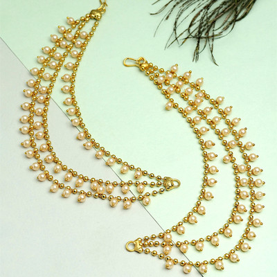 ZENEME 2 N Gorgeous looking & Pearl based tassels Earring Chain Beads Alloy Jhumki Earring