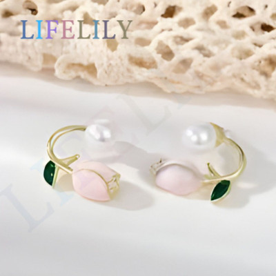 LifeLily Golden Petal Earrings For the Women Beads Alloy Stud Earring