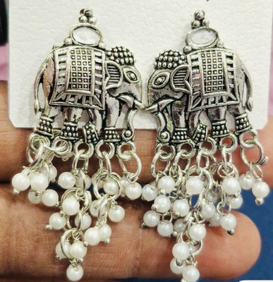 SAKETHAM Golden Lakshmi Bells White Blessing Alloy Jhumki Earring