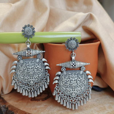 Gupta's Creation Earrings for Women and Girls | FHF Oxidised Designer Tear Drop Earrings Brass Chandbali Earring