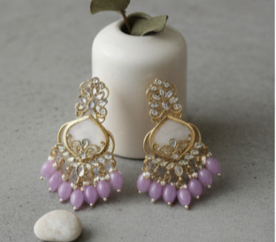 DHVANI Festive Grace Earrings Beads Alloy Chandbali Earring