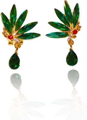 La Belleza Green Crystal Earring Crystal Alloy Stud Earring, Drops & Danglers