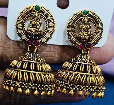 SAKETHAM Golden Dove Duet Alloy Jhumki Earring