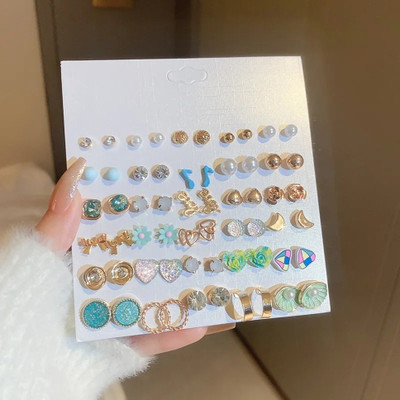 JDENTERPRISES New Combo Of 30 Quirky Multicolour Stud Earrings For Women For Women / Girls Cubic Zirconia Alloy Stud Earring