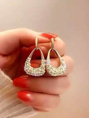 Lady Raiment Korean Version Square Geometric Diamond Earrings Crystal Alloy Stud Earring
