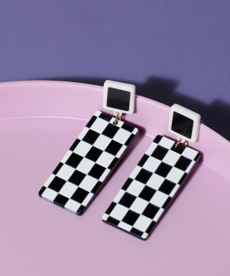 SOHI sohi black & white checkered drop earring Alloy Drops & Danglers