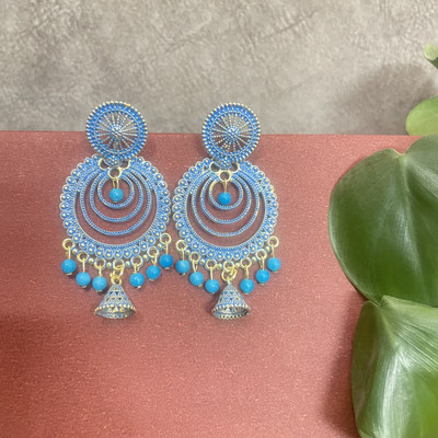 Fashion Paradise Blue Round Earring Alloy Earring Set