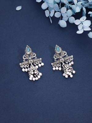 Vedda Silver Plated Earring for Women & Girls Diamond Brass Drops & Danglers