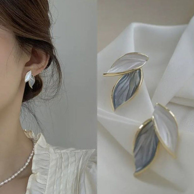 Tiso Elegant Dual Leaf Design Gold Plated Earrings for Women & Girls Alloy, Brass Cuff Earring, Earring Set, Huggie Earring, Rhinestone Studs, Stud Earring