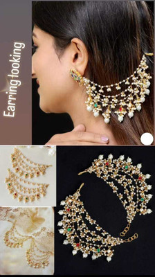 ssjr Makkhi Kanchan Chic Multicolour Kundan Stud Earrings with Pearl Brass Jhumki Earring