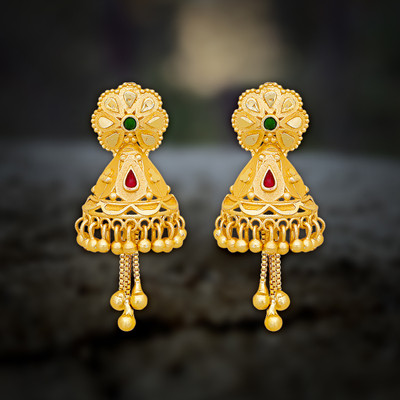 Drashti Collection Traditional Micron Plated Wedding wear Jhumkhi Earrings For Women And Girls Brass Jhumki Earring