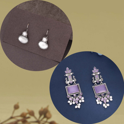 Vedda Silver Earring for Women & Girls Beads Brass Drops & Danglers, Stud Earring