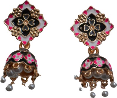 TAVAN Gold Plated Meenakari Pearl Jhumki Earrings for Women and Girls Pearl Brass Jhumki Earring