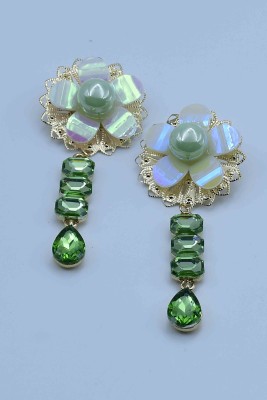 Attractive Sister Gilded Opulence: Red Rhinestone and Pearl Drop Earrings Crystal Crystal, Brass Drops & Danglers, Hoop Earring