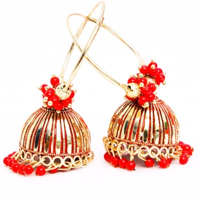 KUHI Adorable Meenakari Beads Traditional Bali Earrings for Womens & Girls Brass Jhumki Earring