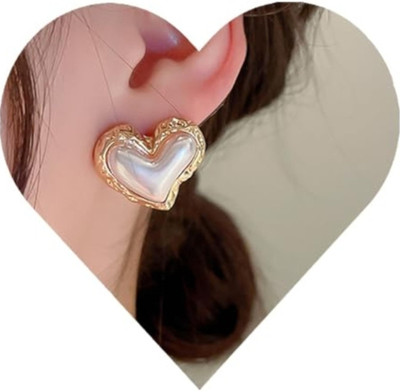 RV YUWON Pearl Heart Statement Earrings Cubic Zirconia Alloy Stud Earring