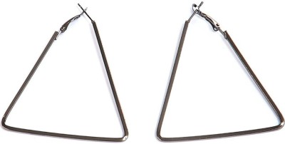 Yeahmom GEOMERTRICAL METAL TRIANGLE EARRINGS (GREY) PACK OF 1 PAIR Alloy Hoop Earring