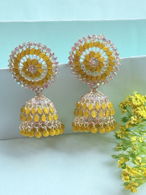 afreynjewels Designer Stone-Studded Silver-Plated Jhumka Earrings|Ethnic Party Wear Alloy Jhumki Earring