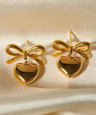 MEENAZ earrings for girls women studs korean stylish heart golden ear ring Anti Tarnish Alloy, Metal, Stainless Steel Jhumki Earring, Chandbali Earring