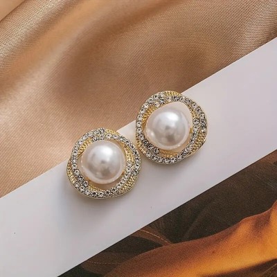 neze NZ 26 Golden Pearl Stud Earrings Alloy Clip-on Earring