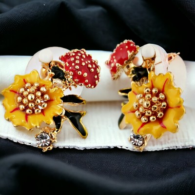 Lucky Jewellery Designer 18k Gold Plated Yellow Color Stud Earring For Girls & Women Brass Stud Earring