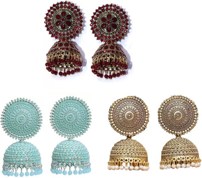 JMBW INTERNATIONAL Stylish Fancy Traditional Combo Set Of 3 Alloy Jhumki Earring