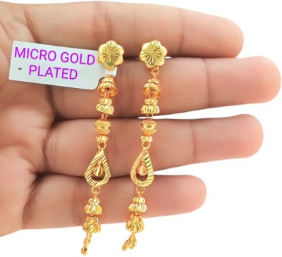 SAPNA PALACE SUI DHAGA GOLD EARRING WITH DESIGNER OVALDRP Brass Drops & Danglers