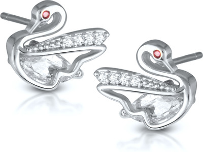 VIGHNAHARTA Twinkling Elegant Beautiful Rhodium Plated Duck Stud Red Earring For womens Cubic Zirconia Alloy, Brass Stud Earring