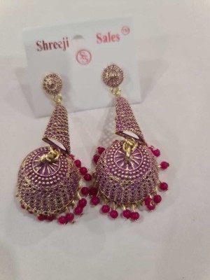 Vineeta store Jewellery Earring Pink and Gold Beautiful Crystal Metal Earring Set