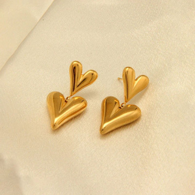 Style Simple Anti Tarnish Heart Earring Stainless Steel Drops & Danglers