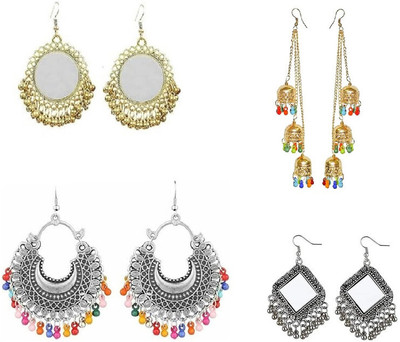 URBANELA Latest Design Partywear Combo of 4 earrings Silver Jhumki Earring Metal Chandbali Earring, Clip-on Earring, Drops & Danglers