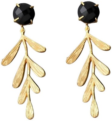 La Belleza Gold-Plated Leaf Design Earrings Alloy Tassel Earring