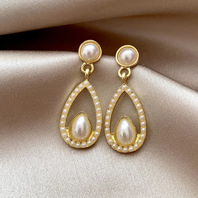 BeautyOne Elegant Teardrop Pearl Dangle Earrings Alloy Drops & Danglers