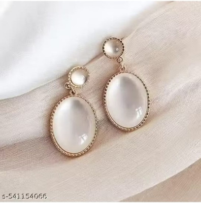 RISHASTYLE Shine white material unique Korean earrings Zircon Alloy Stud Earring, Drops & Danglers