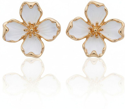 alya jewels White Floral Women Alloy Stud Earring