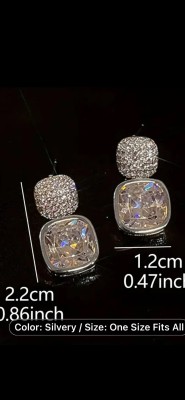 neze NZ 17 Bling Bling Elegant Style Rhinestone Square Drop Earrings, Alloy Drops & Danglers