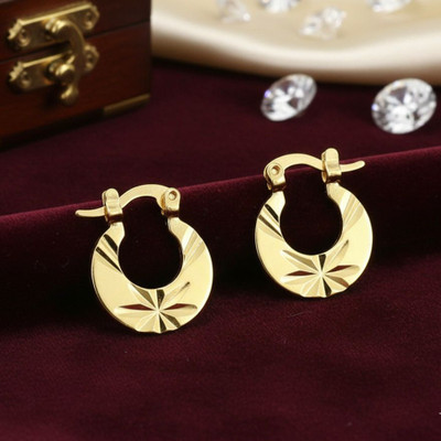 vs unique collections (1 Pair) Golden Punk Pierced Round Nattiyan Earring Stud Chand Bali/Hoop Stainless Steel Chandbali Earring